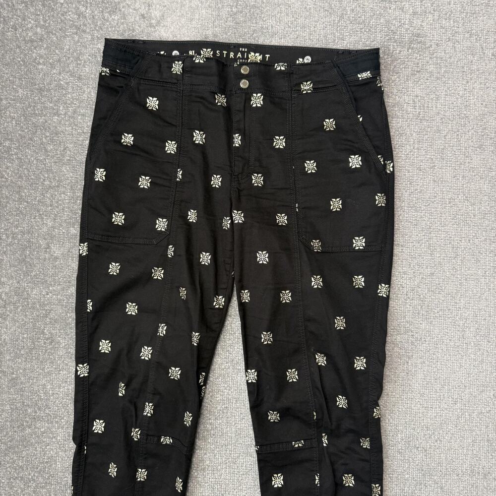 White House Black Market Pants Womens 8 Long Straight Crop Gold Metallic Print - Picture 2 of 12